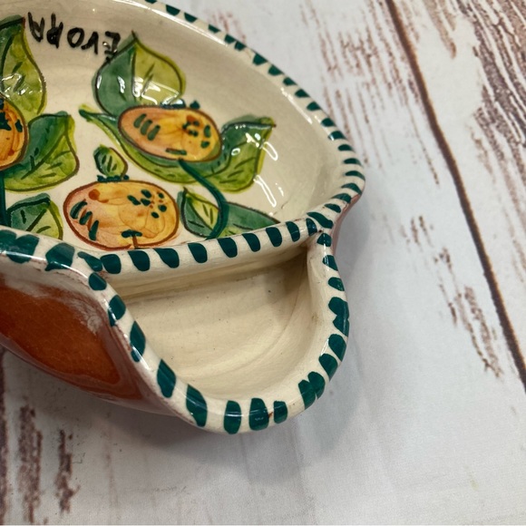 Pottery Olive Dish Signed Hand Painted & Glazed - Picture 3 of 14